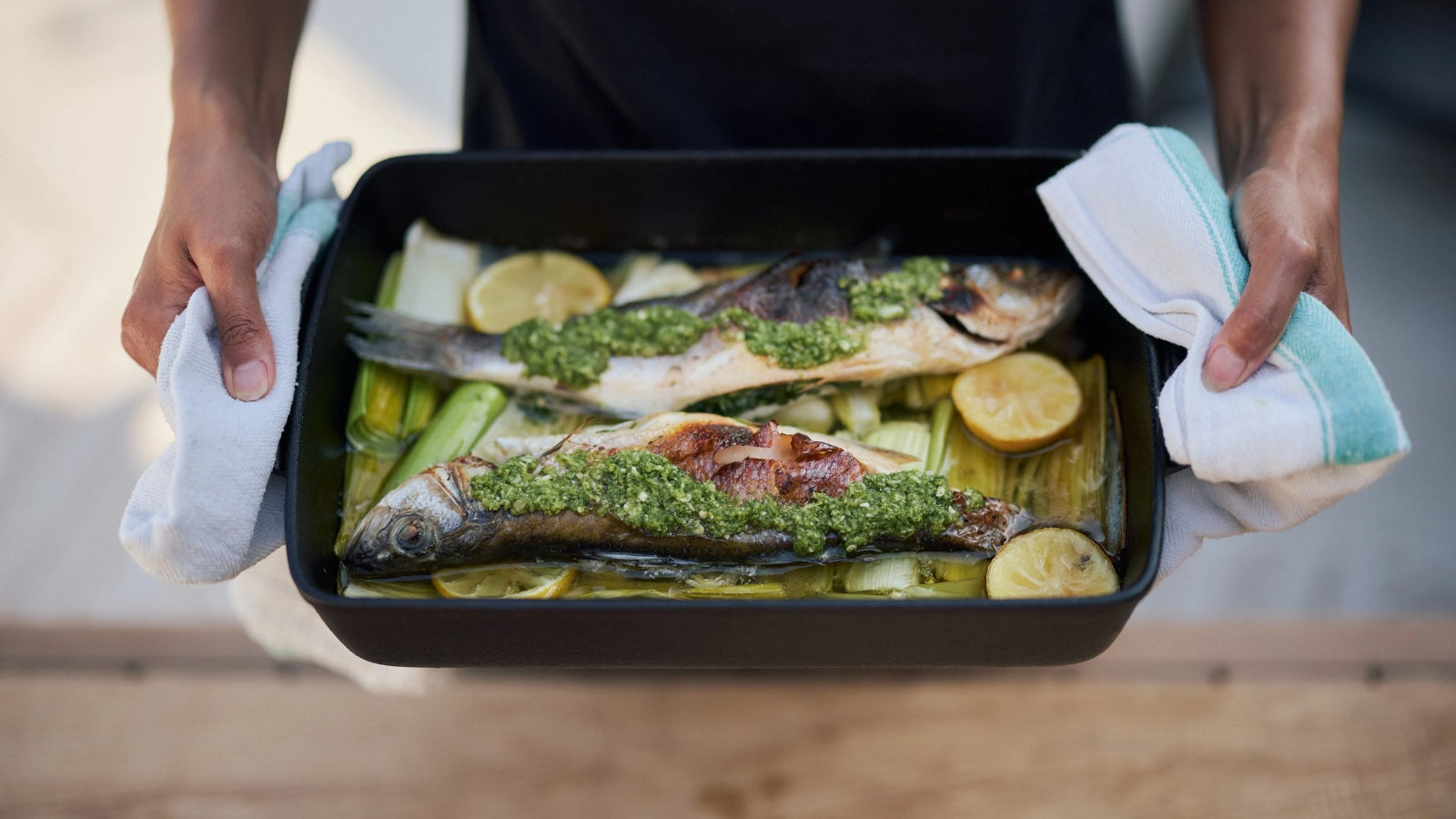 Baked Sea Bass with Thai Green Chilli Sauce
 &ndash; Gozney