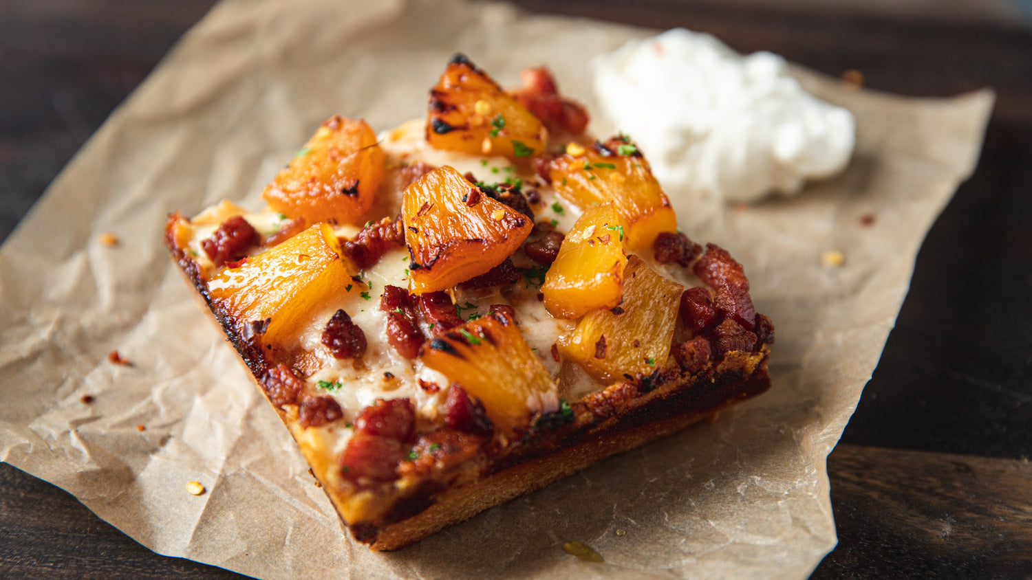 Hawaiian Pizza - Pineapple Pizza . Gozney . Roccbox recipe poster image