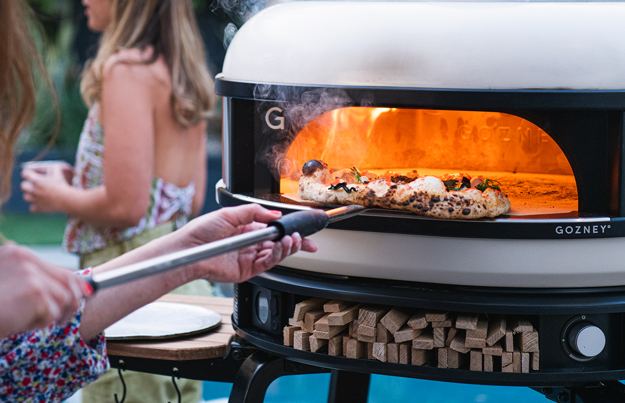 Dome Pizza Oven fired up outside