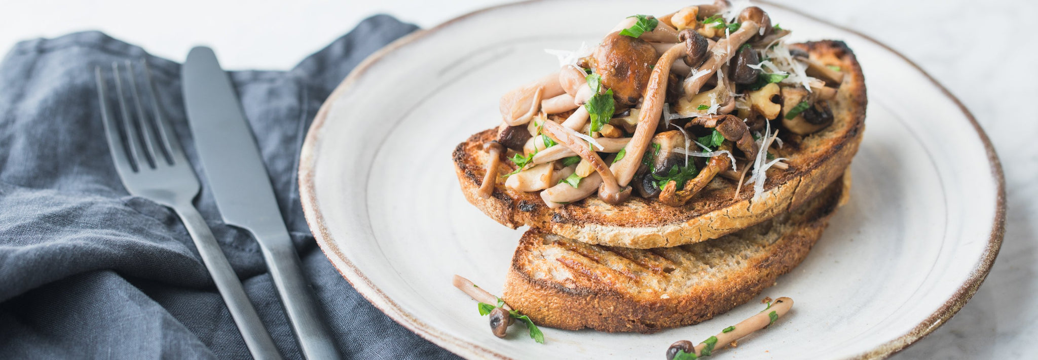 Wild Mushrooms and Walnuts on Toast