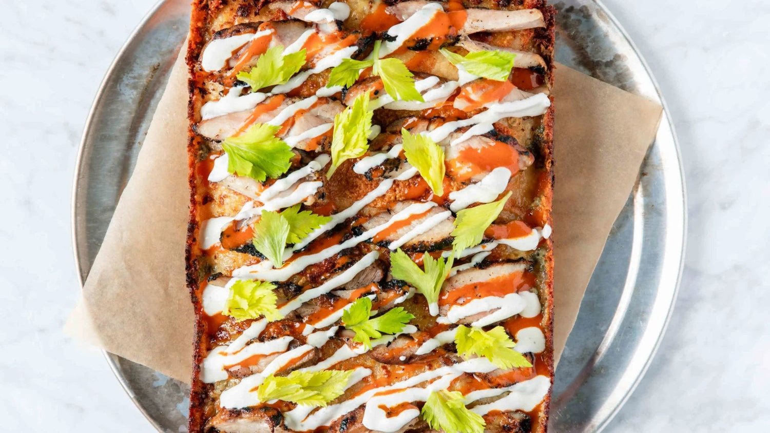 Buffalo Chicken Detroit Style Pizza recipe poster image