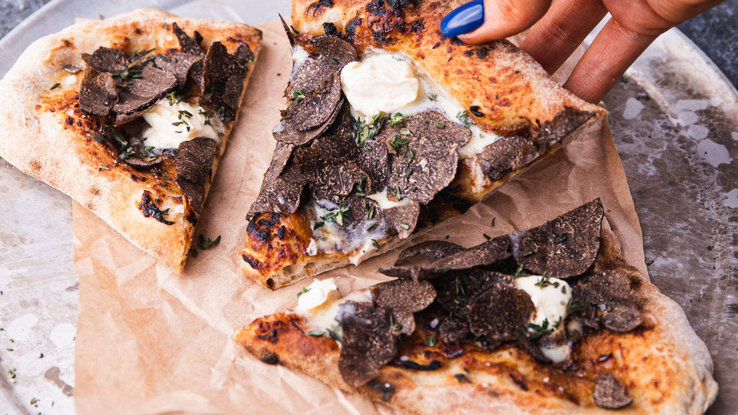 Truffle flatbread recipe poster image